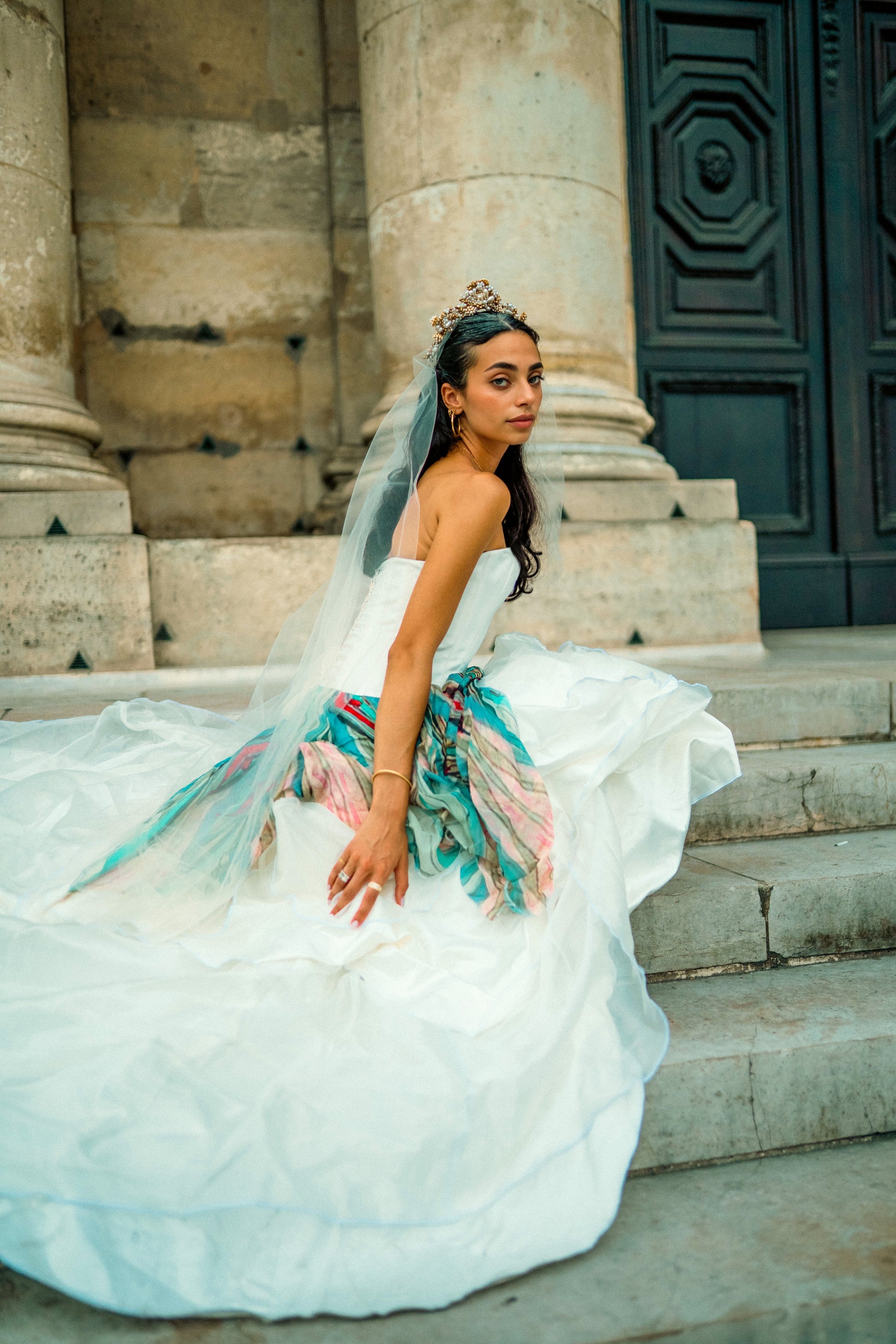 The Water Lily Dress — detail of wire-shaped organza skirt in motion